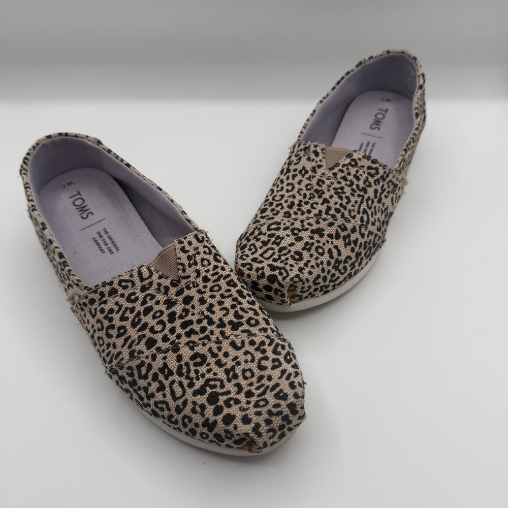 TOMS Women's Leopard Print Slip On Casual Loafers Flats Shoes Size 7